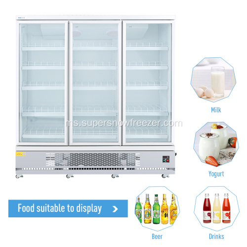 Supermarket tegak lcd lcd double glass glass fridge